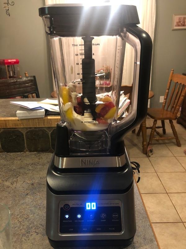 Ninja Kitchen System making its first smoothie with the display lit up