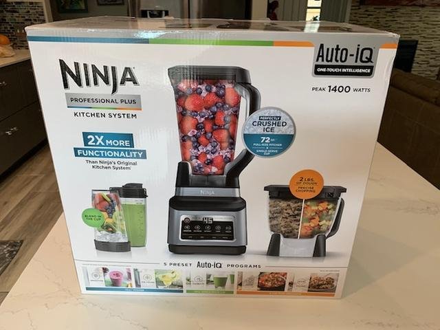 Ninja Kitchen System packaging on the kitchen worktop